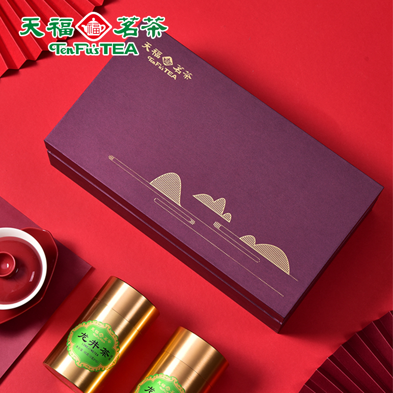 天福茗茶 浙江特级龙井茶2020新茶  绿茶茶叶礼盒装50g*3